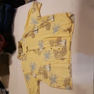 Men's Hawaiian shirt, yellow, with sail boat, xl
